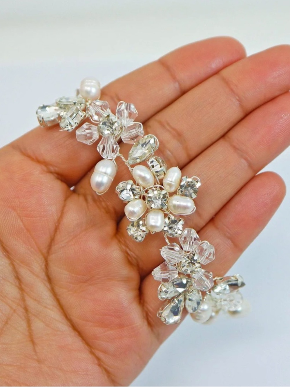 Swarovski Freshwater Pearl Floral Vine Leaves Bracelet